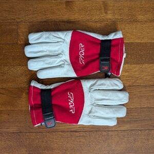 Spyder Red and White Winter Gloves